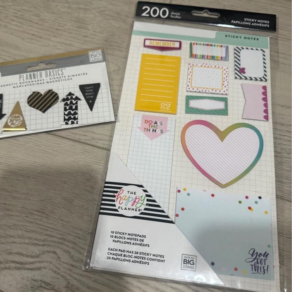 The Happy Planner Magnetic Bookmark + 200 Sticky Notes